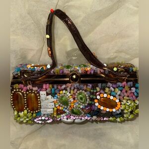 Luxury small beaded satchel/clutch purse NWOT